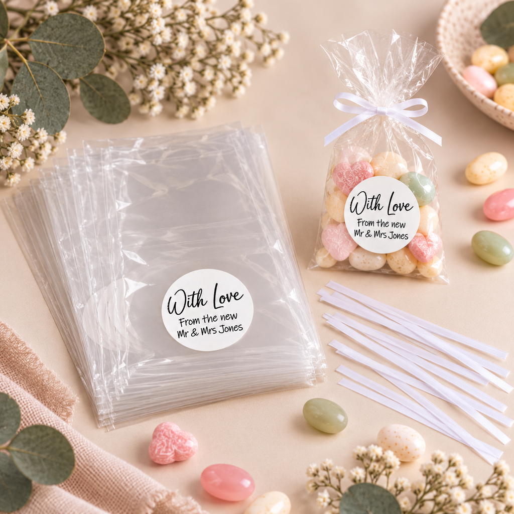 Personalised DIY Kit Wedding Sweet Favour Bags With Love