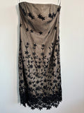 Coast Black & Nude Floral Embroidered Strapless Dress – UK 12