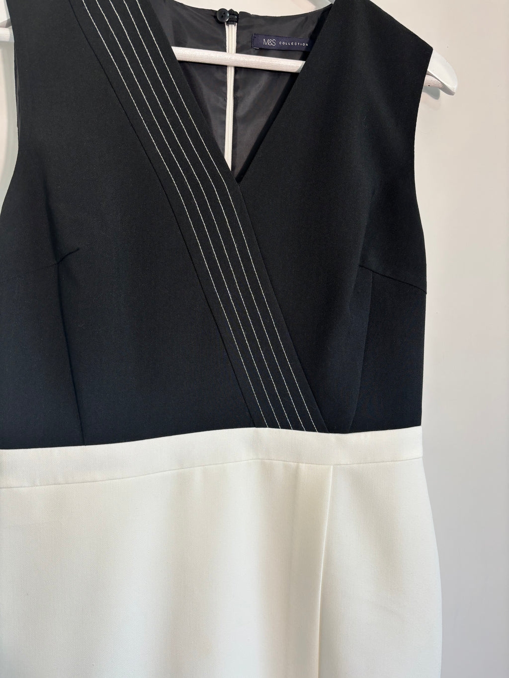 M&S Collection Black & Ivory Colour Block Pencil Dress UK 12