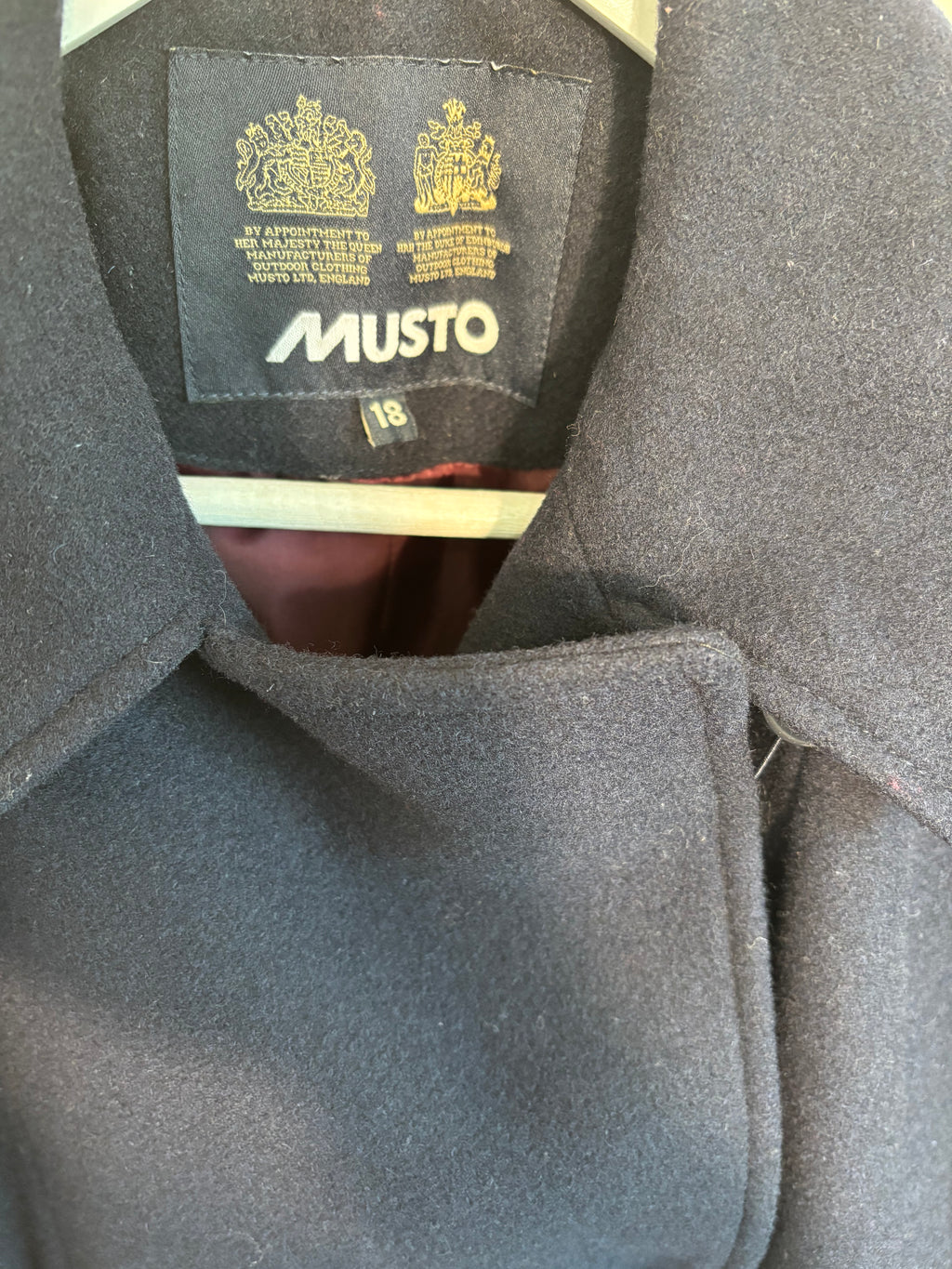 Musto Women’s Navy Wool Blend Double Breasted Peacoat Jacket UK 18
