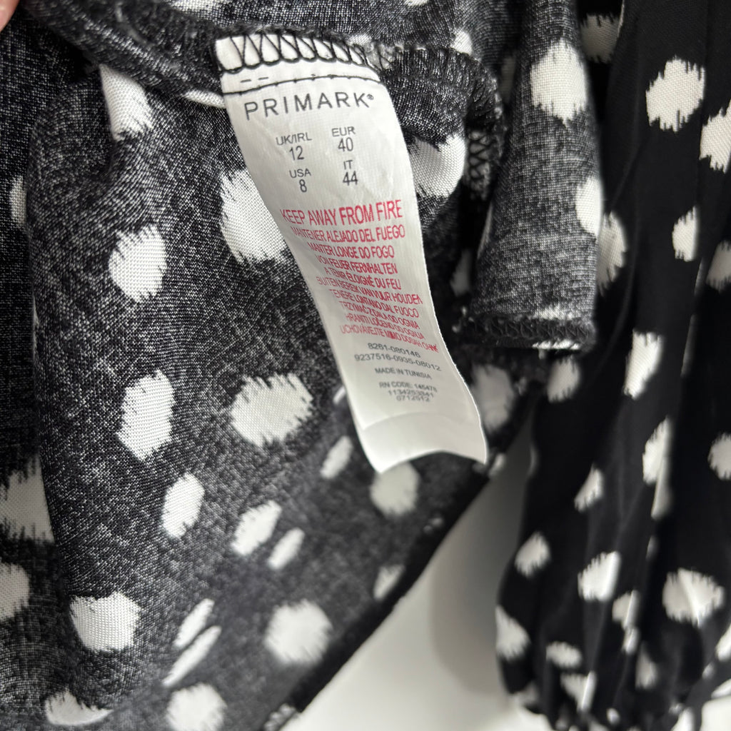 Primark Black & White Dotty Blouse Size 12