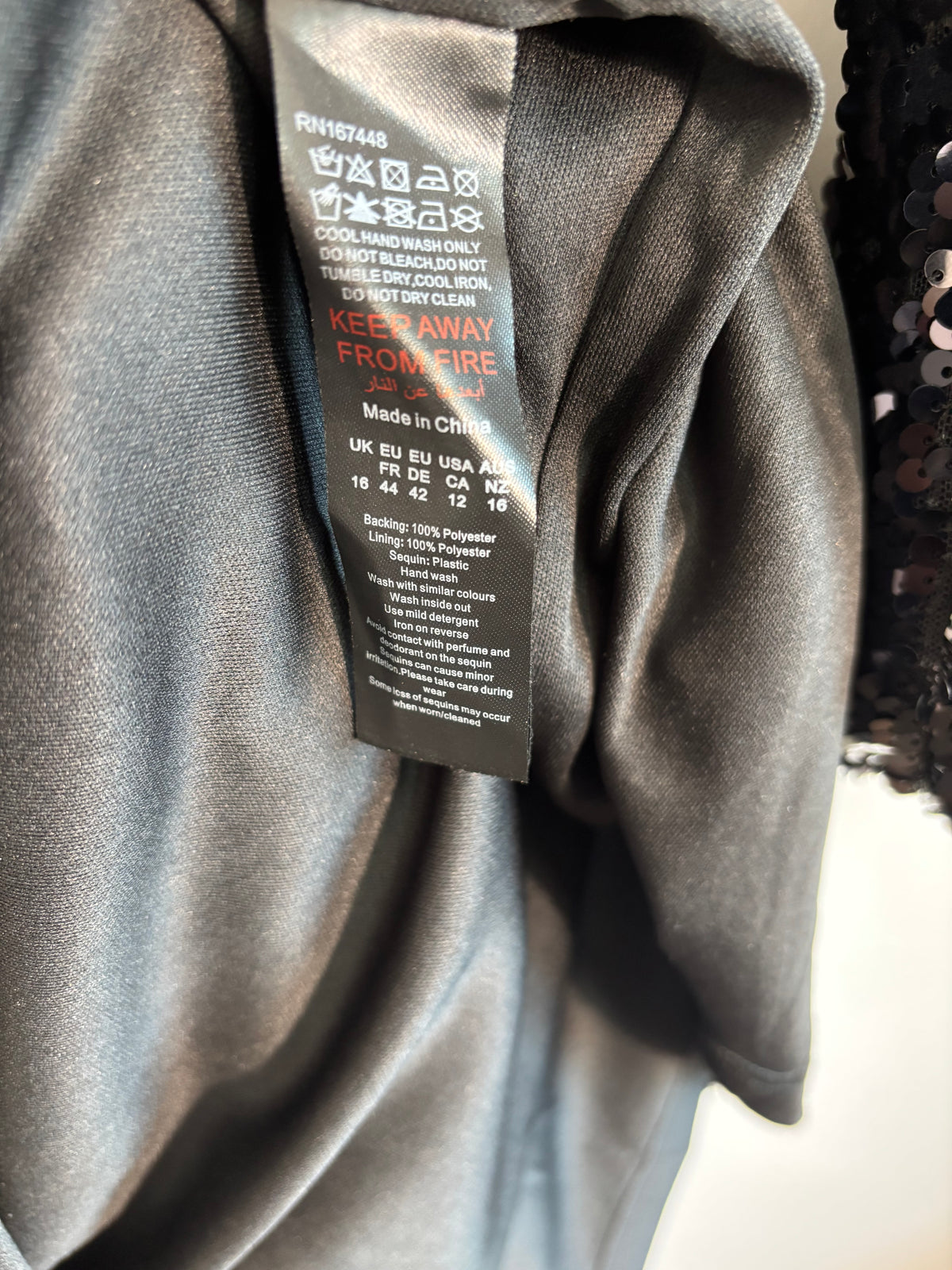 Boohoo Black Sequin Wrap Midi Dress – Size 16