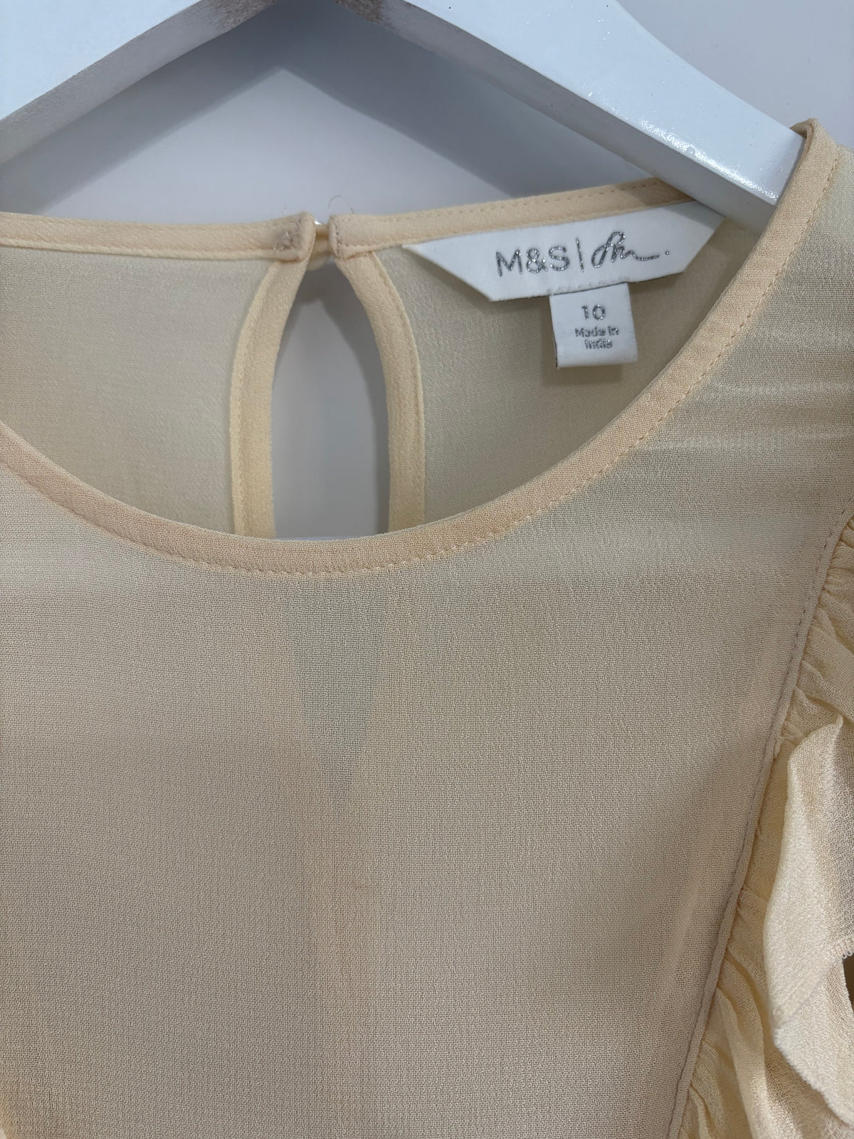 M&S X Sienna Miller Cream Ruffle Maxi Dress UK 10