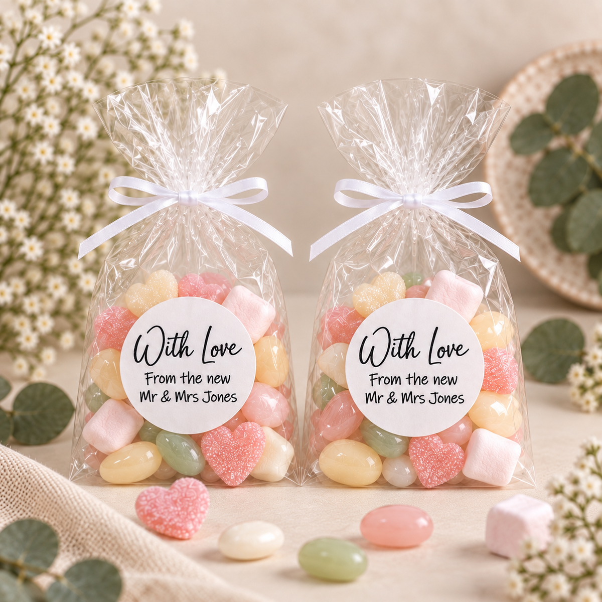 Personalised DIY Kit Wedding Sweet Favour Bags With Love