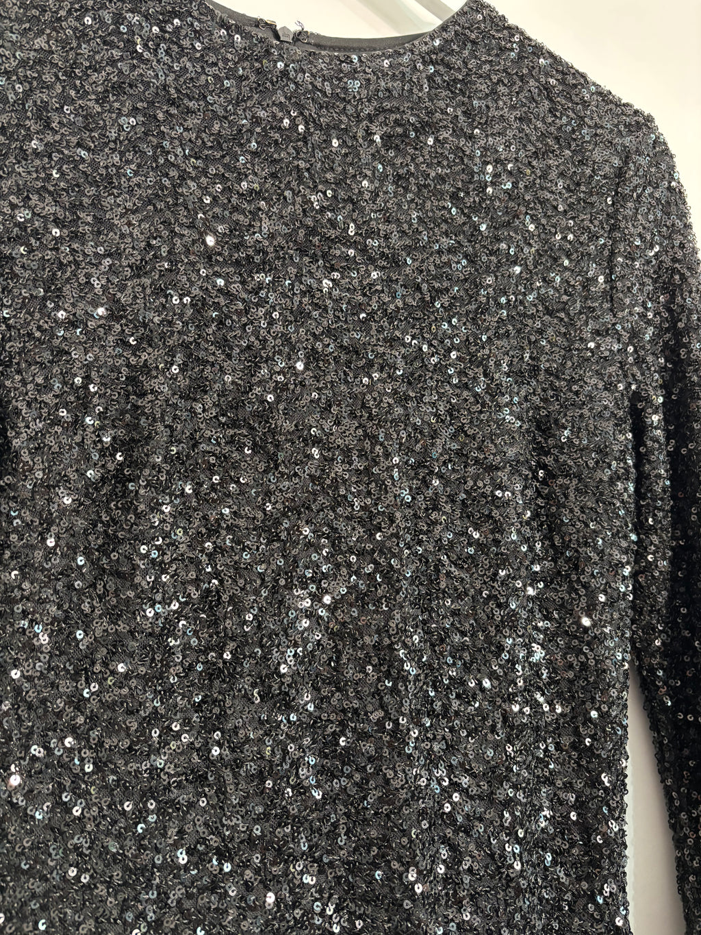 Club L London Black Sequin Dress with Feather Trim – UK 10