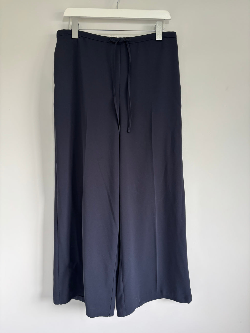 M&S Women’s Navy Wide Leg Trousers Elasticated Waist – UK 14 Short