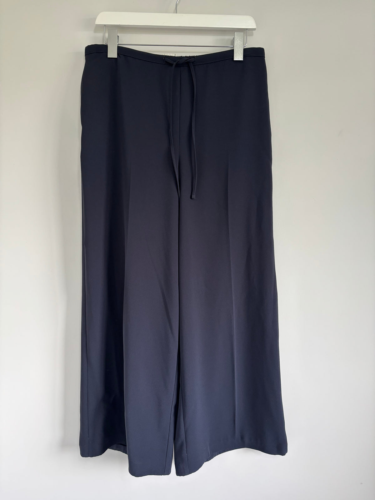 M&S Women’s Navy Wide Leg Trousers Elasticated Waist – UK 14 Short