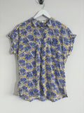 White Stuff Women’s Floral Print Organic Cotton Shirt – Blue & Mustard – UK 14