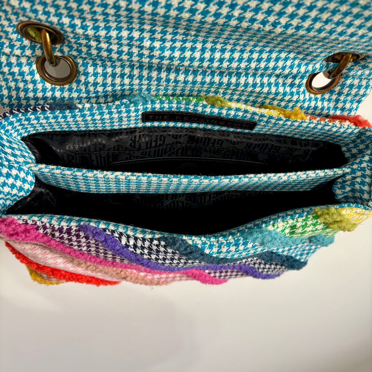 Kurt Geiger Large Kensington Rainbow Houndstooth Shoulder Bag