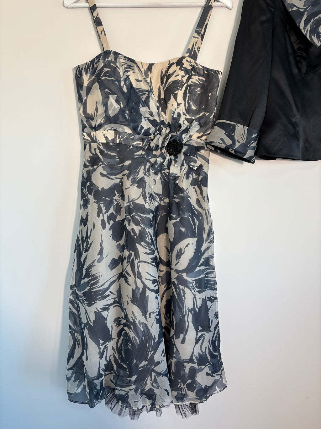 Michel Ambers 100% Silk Dress & Jacket Set UK 10 Floral Occasion BNWT