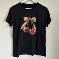 SHEIN Women’s Cherry and Leopard Print Bow T-Shirt Size Large BNWOT