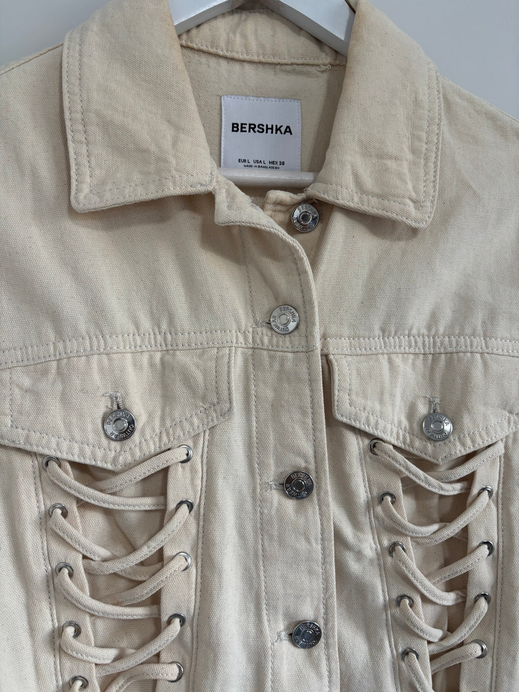 Bershka Cream Denim Jacket EU Large UK 12-14