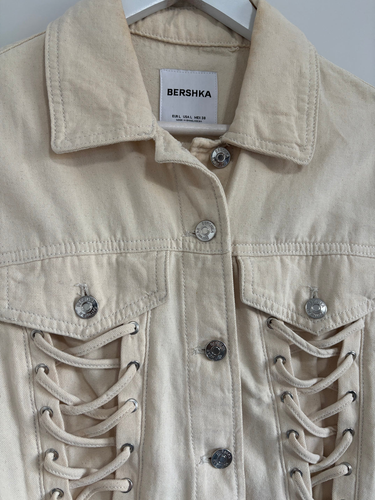 Bershka Cream Denim Jacket EU Large UK 12-14