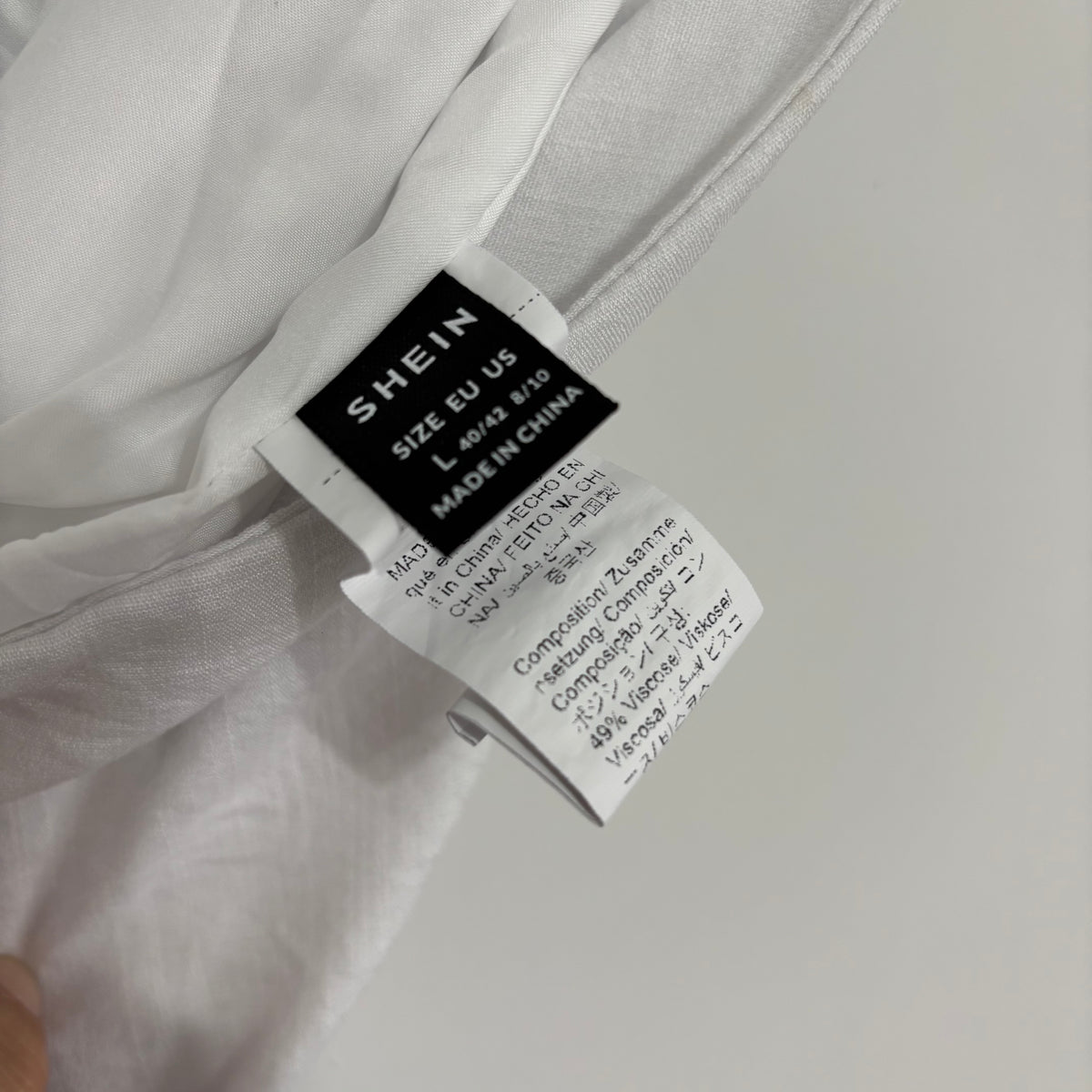 SHEIN White Wide Leg Drawstring Trousers – Size L UK 12-14