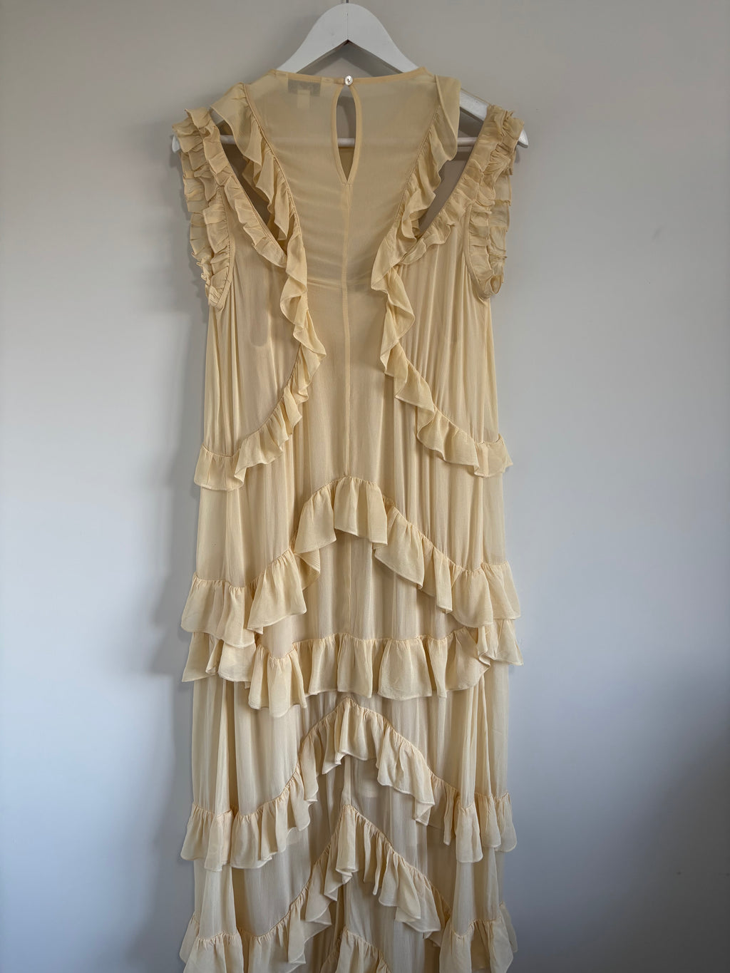 M&S X Sienna Miller Cream Ruffle Maxi Dress UK 10