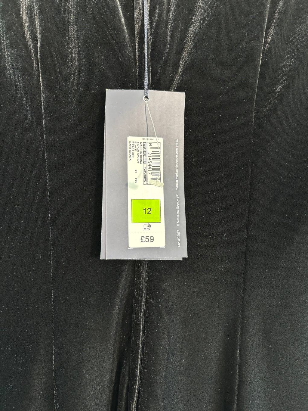 M&S Collection Black Velvet Mesh Studded Collar Dress Size 12 – BNWT