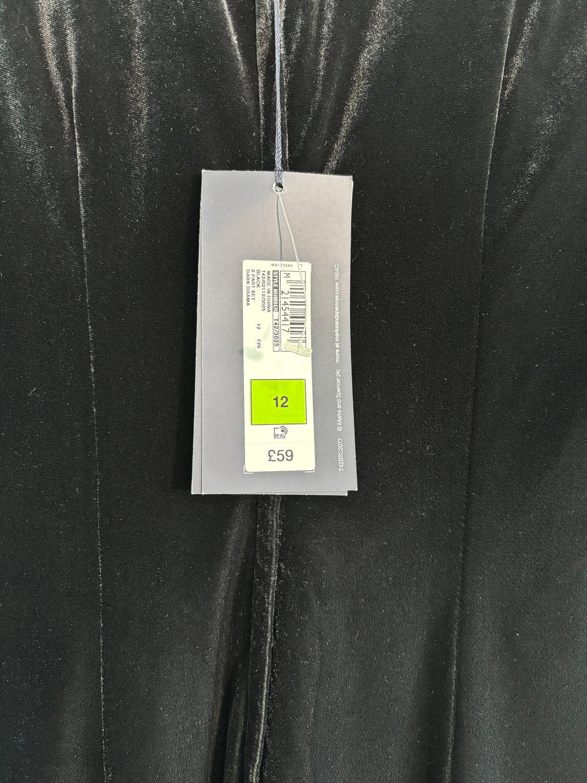 M&S Collection Black Velvet Mesh Studded Collar Dress Size 12 – BNWT