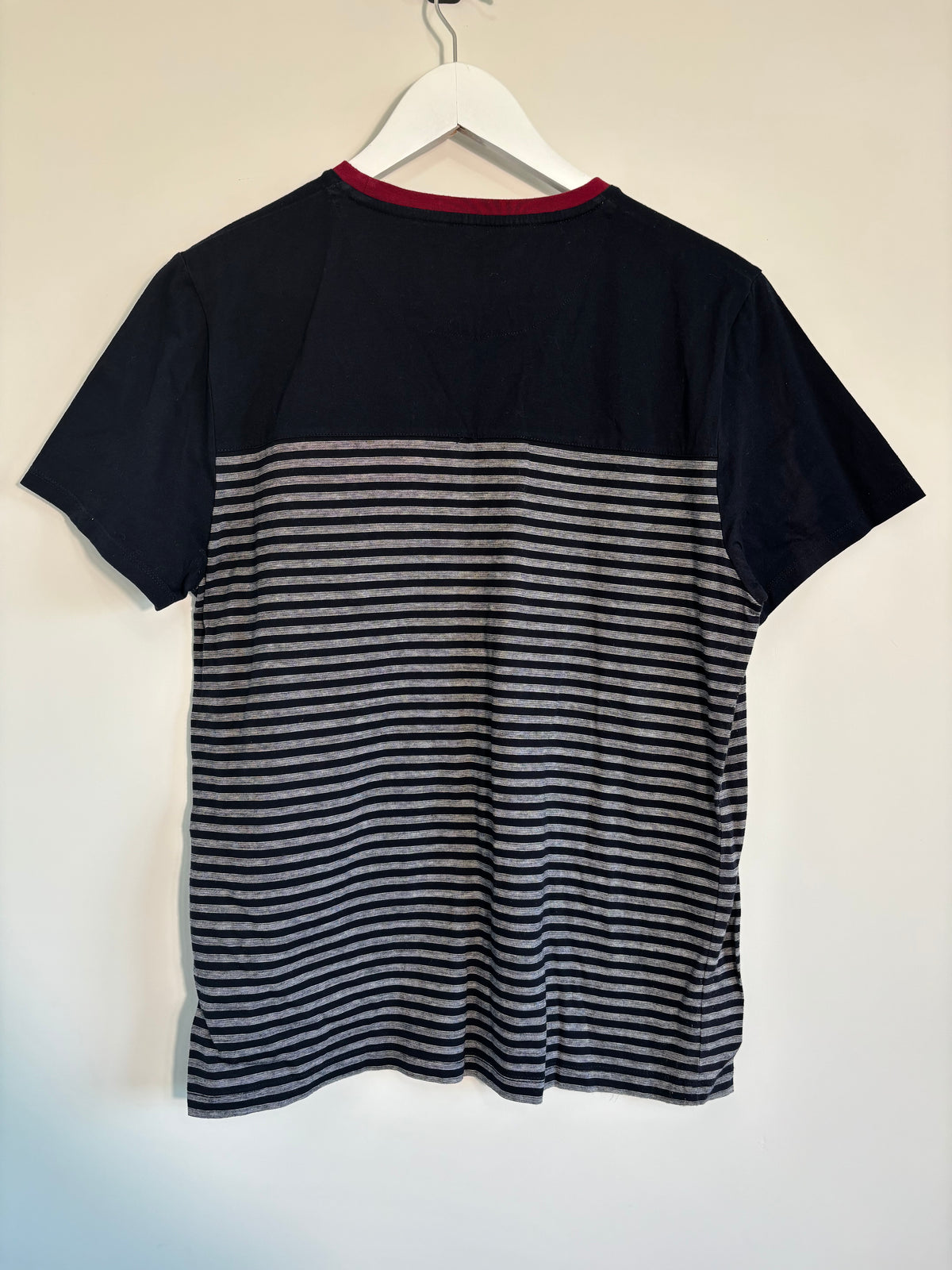 Ted Baker Ladies Navy Grey Striped T-Shirt Top Size 4 UK 14