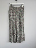 FatFace Wide Leg Trousers Cream Green Pink Print Shirred Waist UK 12R