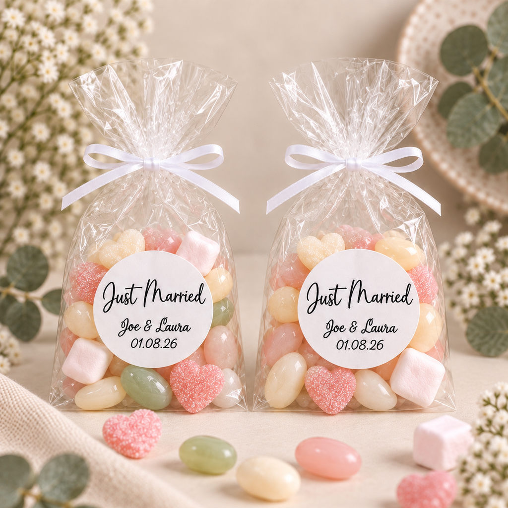 Personalised DIY Kit Wedding Sweet Favour Bags Just Married