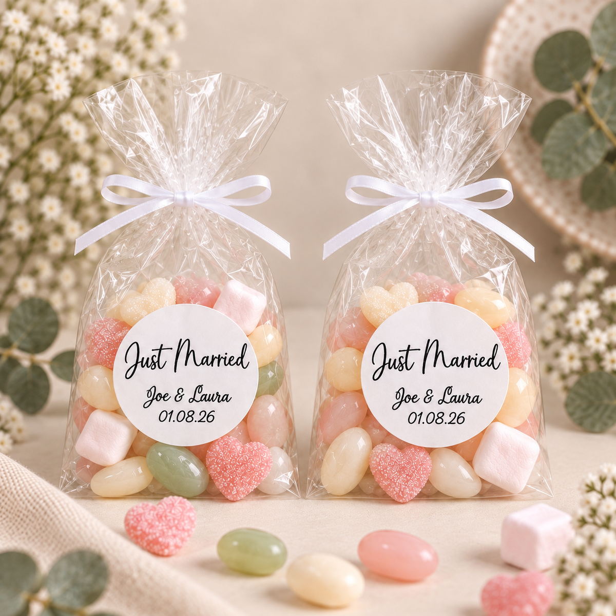 Personalised DIY Kit Wedding Sweet Favour Bags Just Married