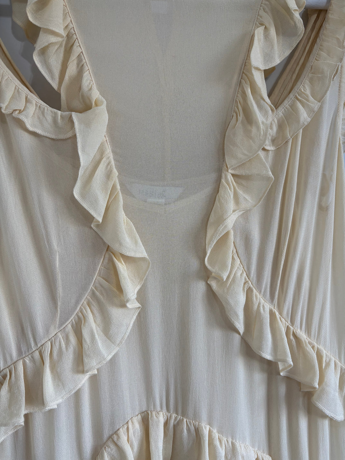 M&S X Sienna Miller Cream Ruffle Maxi Dress UK 10