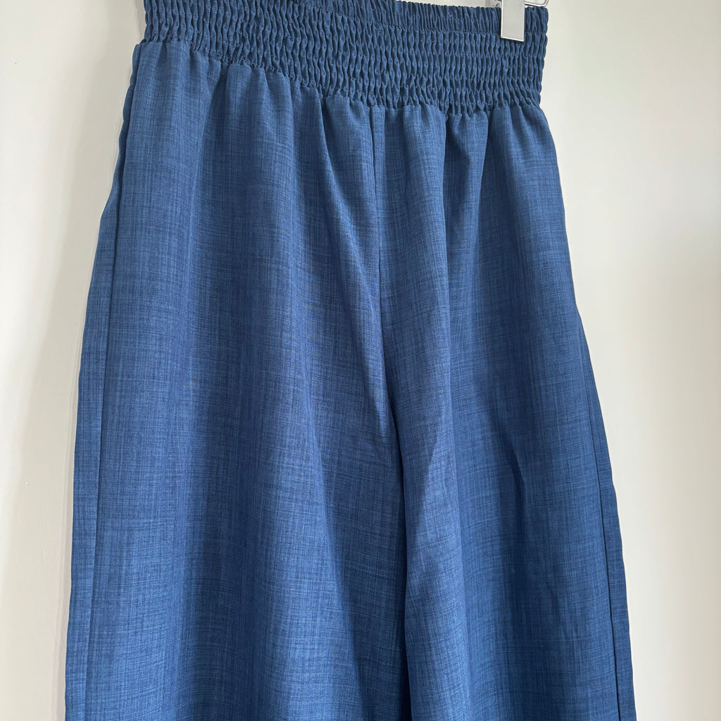 SHEIN Blue Wide Leg Trousers Elasticated Waist Size Small