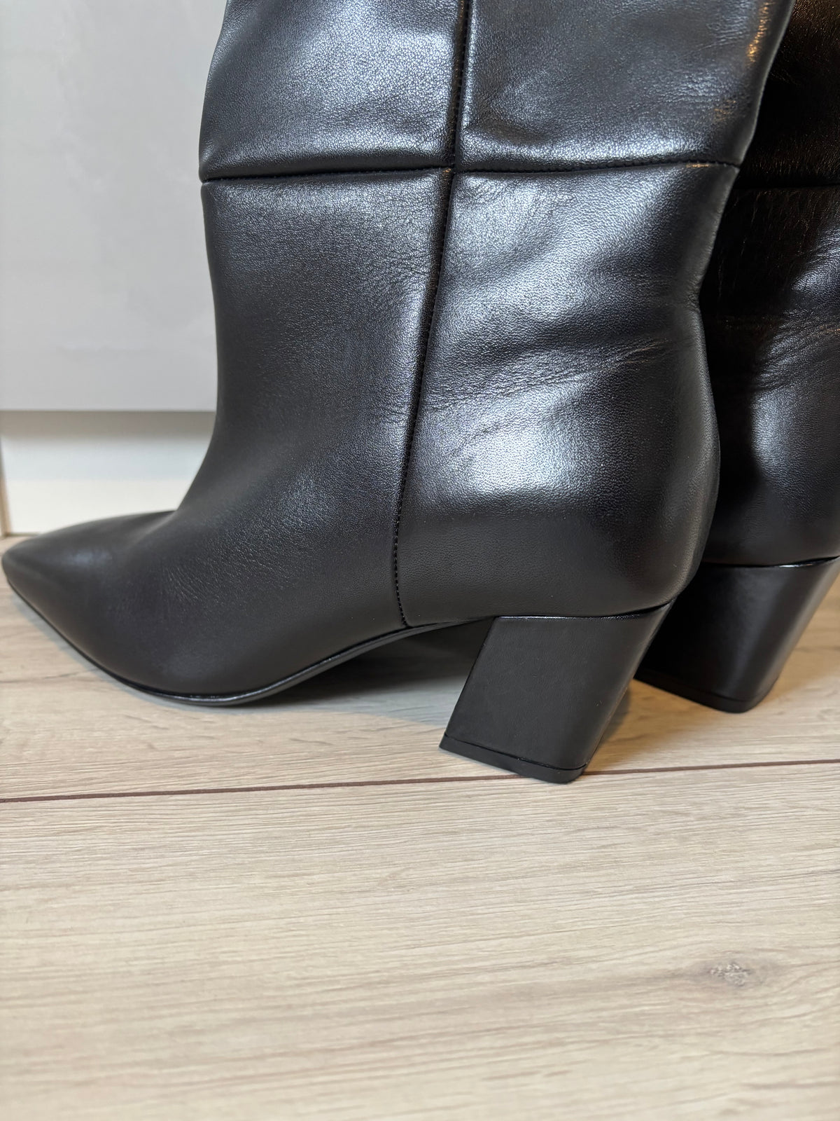 M&S Black Leather Long Boots UK 6