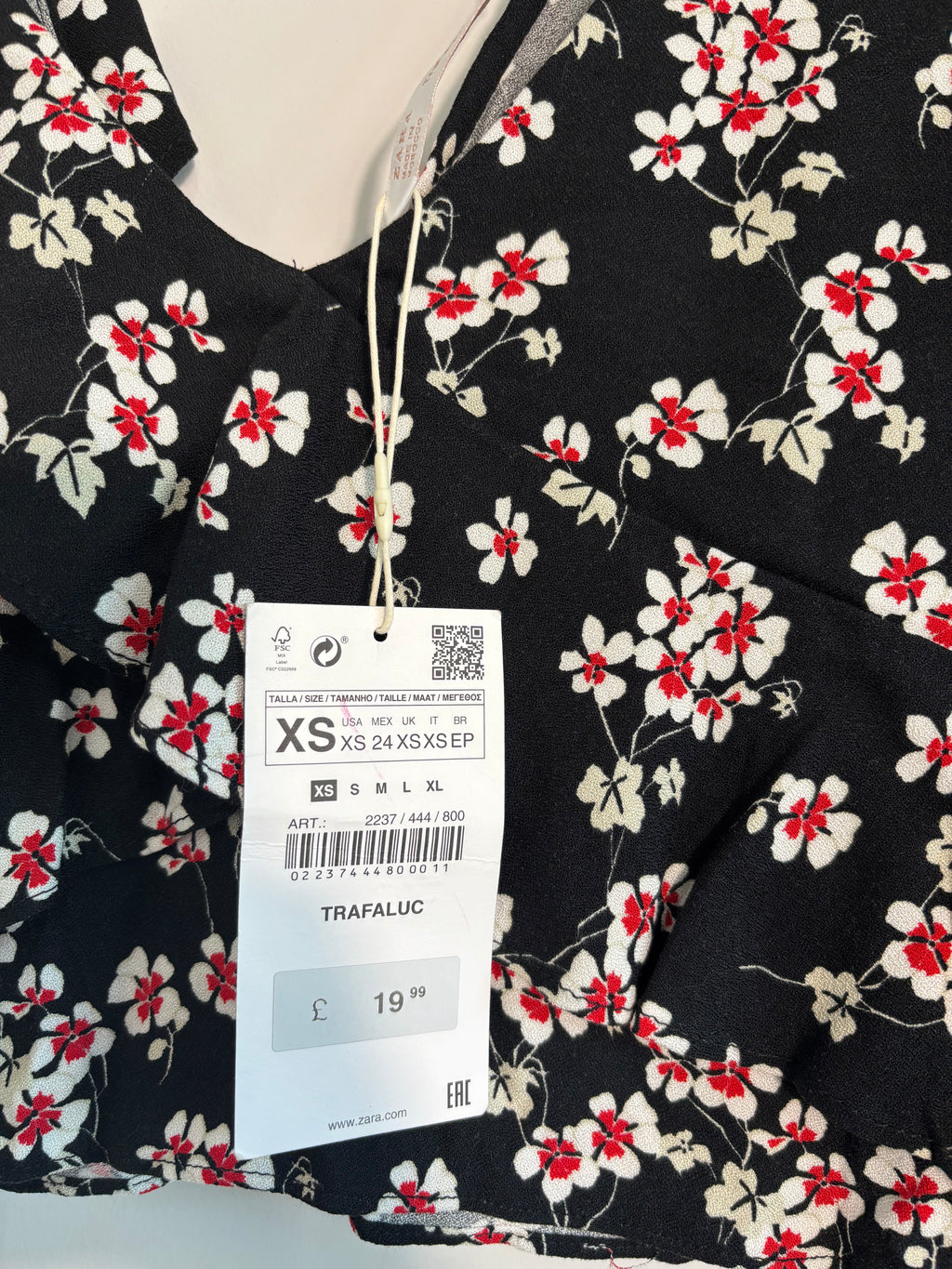 Zara Trafaluc Black Floral Wrap Crop Top Size XS BNWT