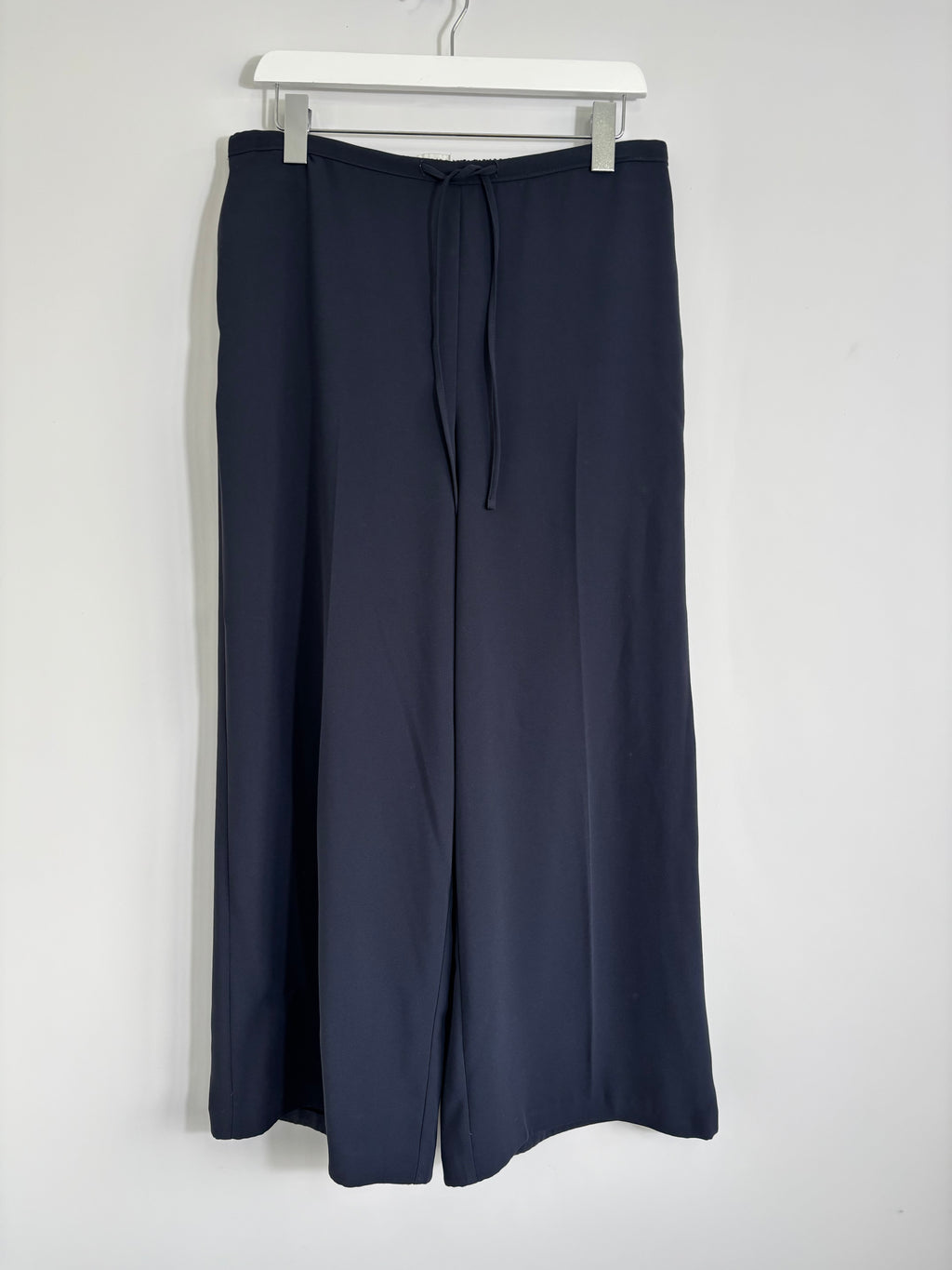 M&S Women’s Navy Wide Leg Trousers Elasticated Waist – UK 14 Short