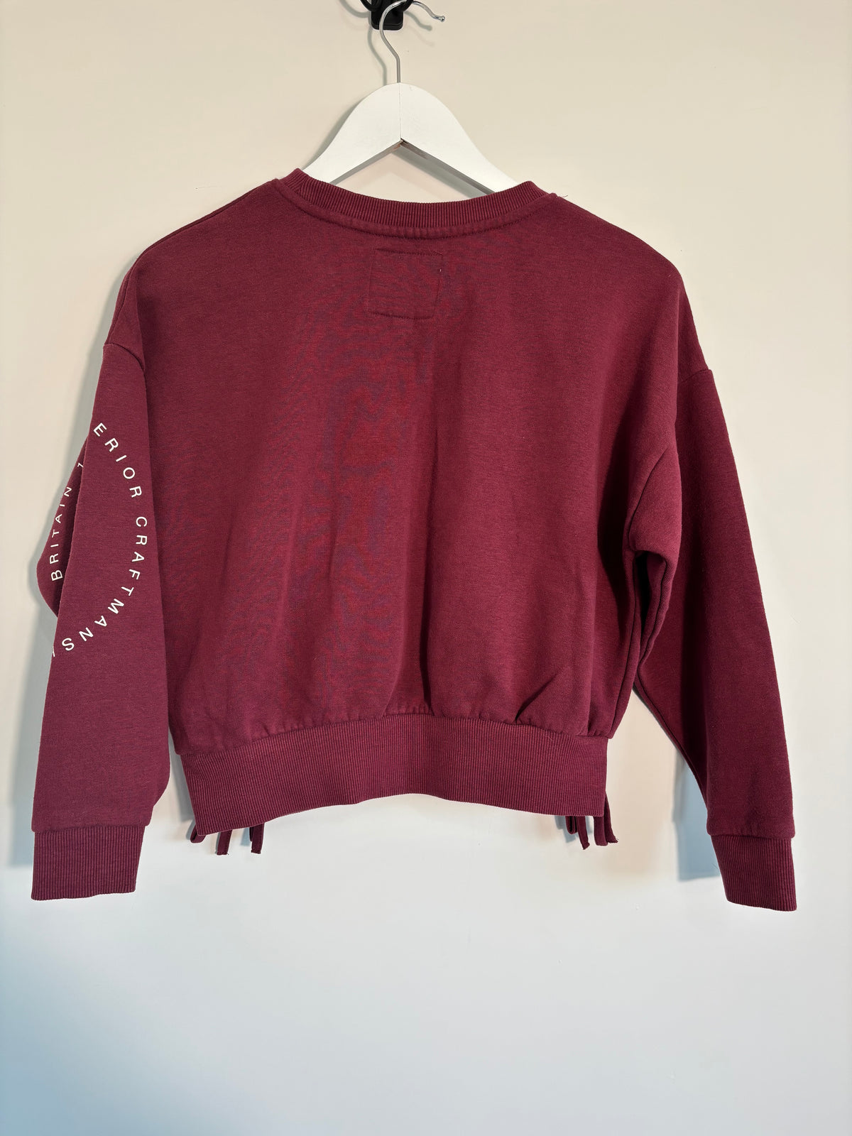 Jack Wills Girls Burgundy Cropped Sweatshirt Jumper Side Ties Age 10–11
