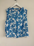 Boden Blue & White Floral Linen Blend Sleeveless Top – UK 14
