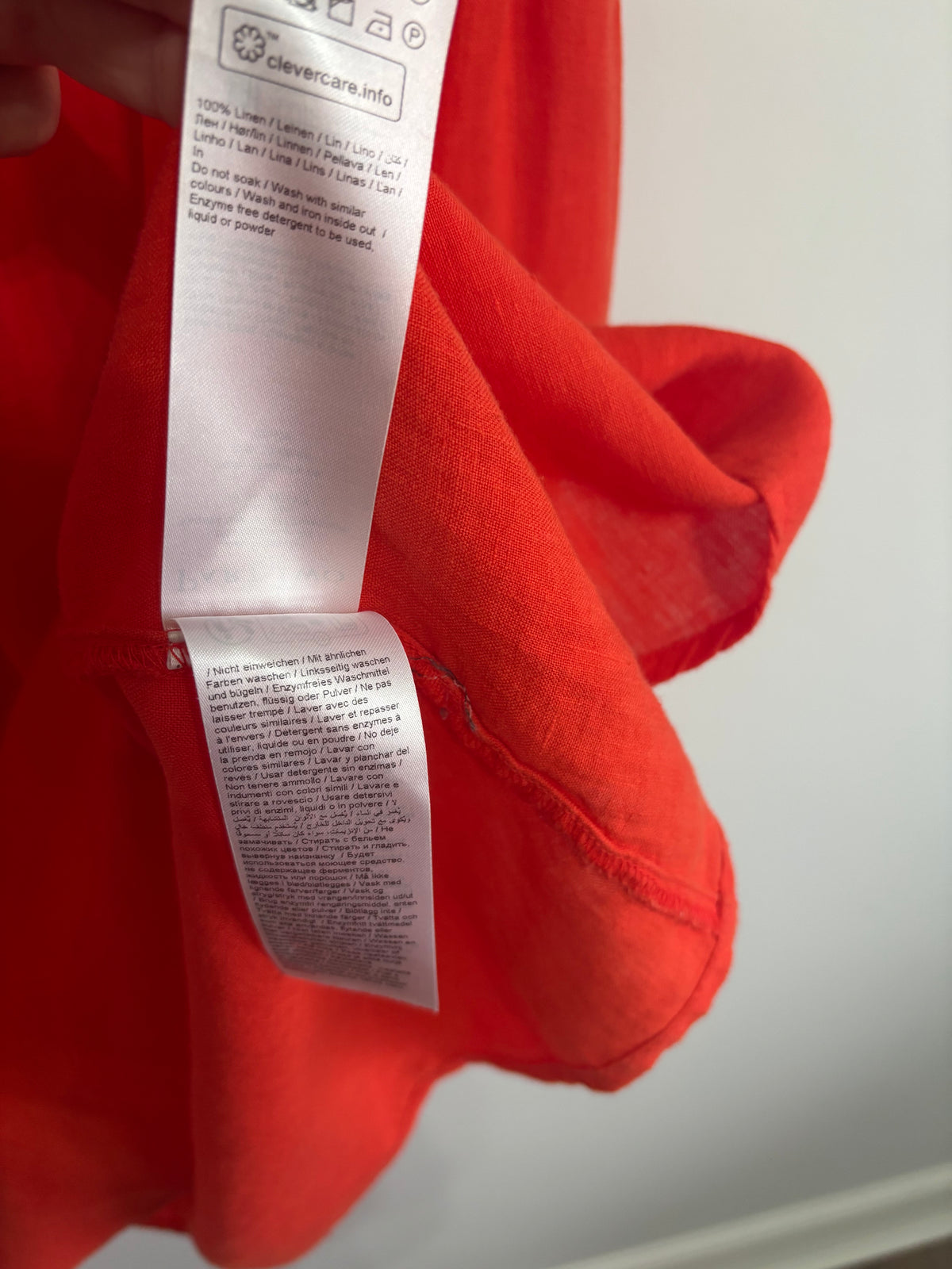 Part Two Red 100% Linen Ruched V Neck Dress UK 14 EU 42