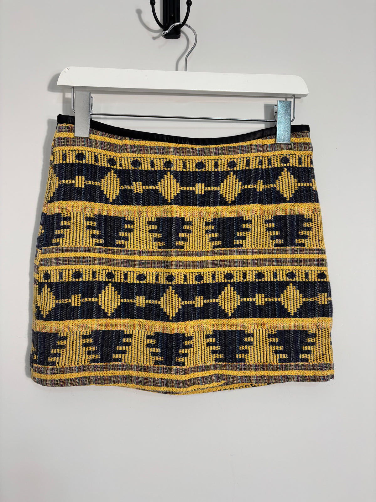 Sweewë Paris Geometric Woven Mini Skirt Navy Mustard Size L