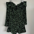 Boohoo Green Sequin Bardot Plunge Playsuit UK 12