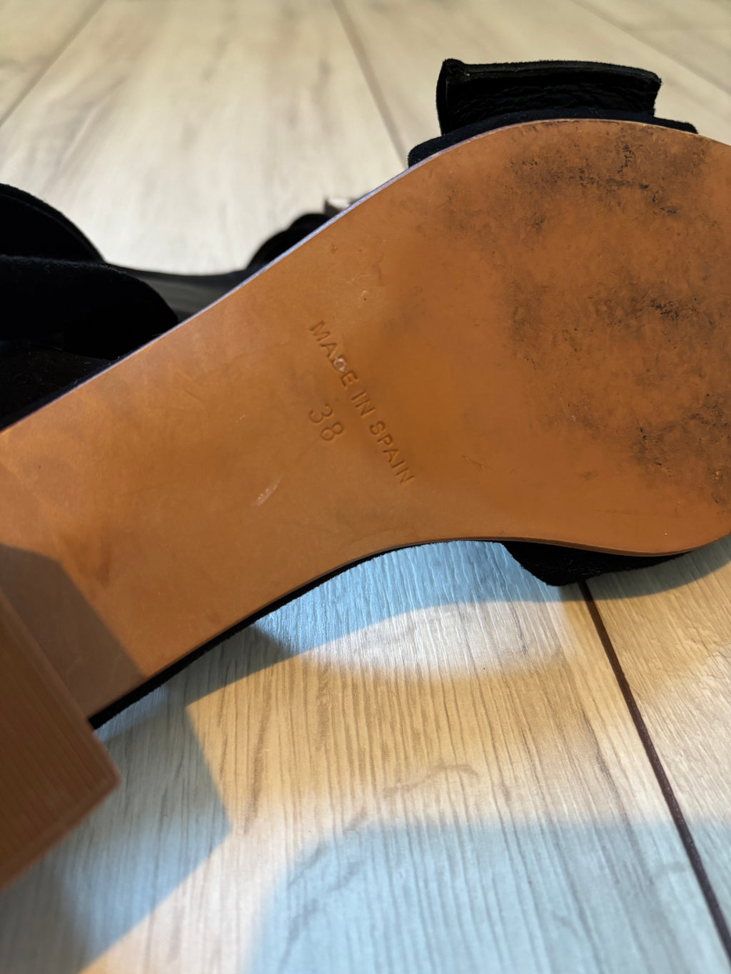 Hudson London Black Suede Buckle Slingback Sandals – Size 38 / UK 5