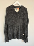 SoulCal & Co Grey Cable Knit V-Neck Jumper Size Large