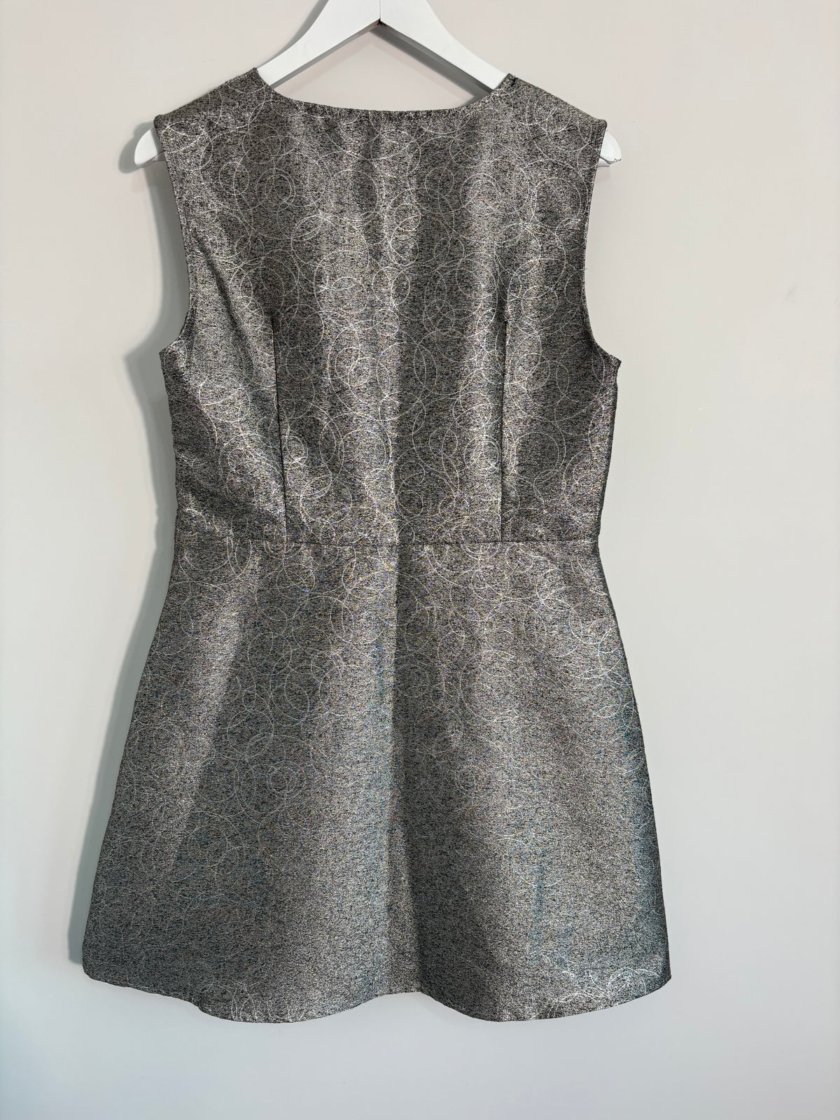 Lavand Silver Metallic Fit & Flare Dress – Size L