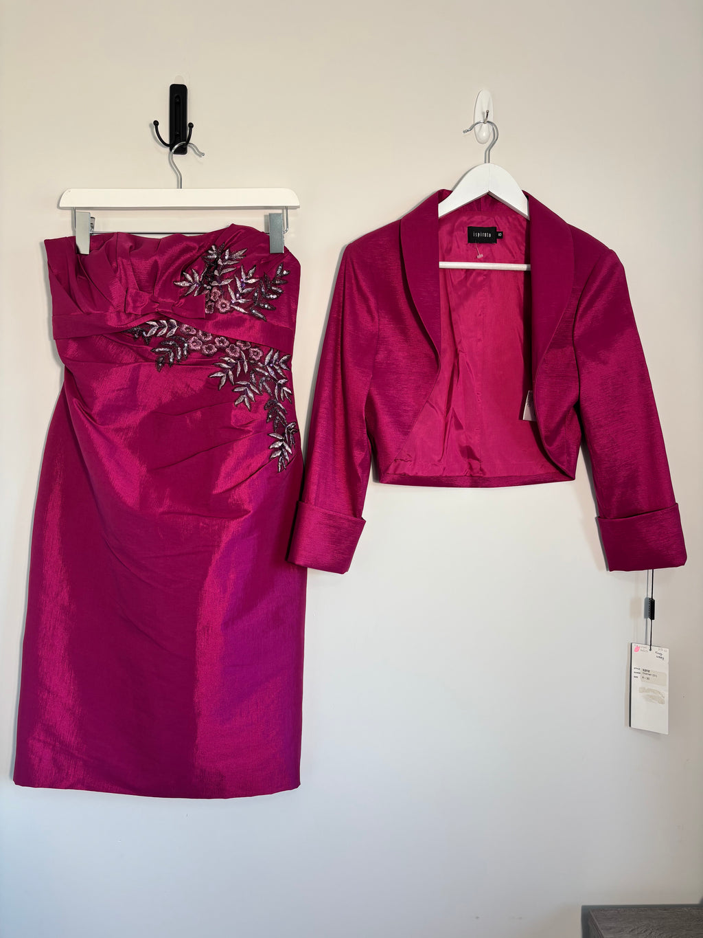 Ispirato Pink Embellished Strapless Dress & Bolero Jacket Set UK 10 BNWT