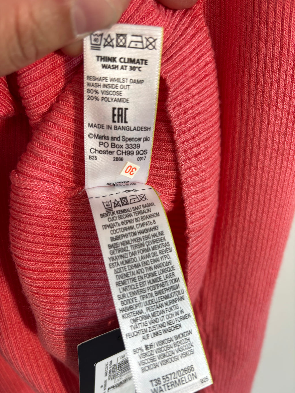 M&S Collection Watermelon Ribbed Roll Neck Jumper Size 22 BNWT