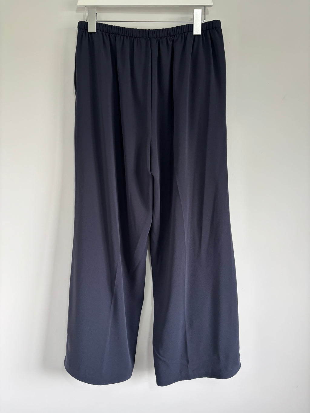 M&S Women’s Navy Wide Leg Trousers Elasticated Waist – UK 14 Short