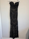 Nazz Collection Black Sequin Strapless Maxi Dress Size 10