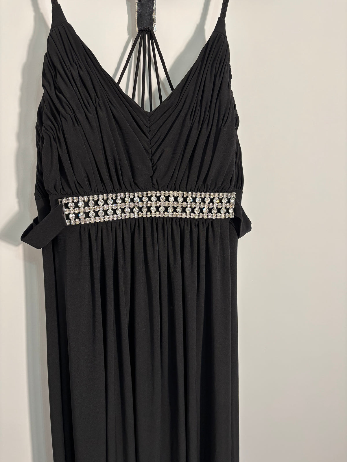 Ignite Evenings by Carol Lin Black Diamante Maxi Evening Dress – Size 18W UK 22-24