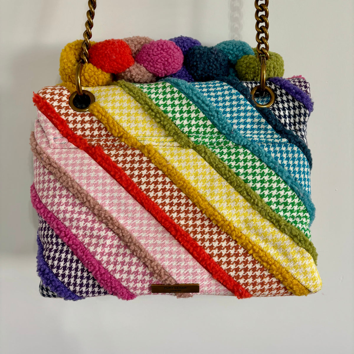 Kurt Geiger Large Kensington Rainbow Houndstooth Shoulder Bag
