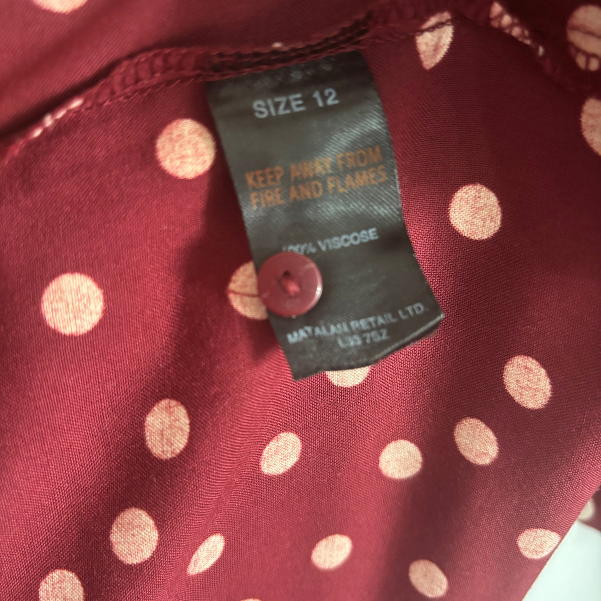 Matalan Papaya Spotty Shirt Dress Size 12