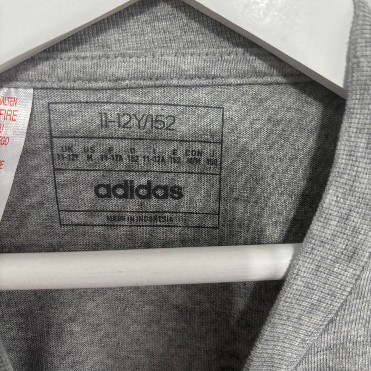 Adidas Three Stripe Life Grey T-Shirt Age 11-12 Years