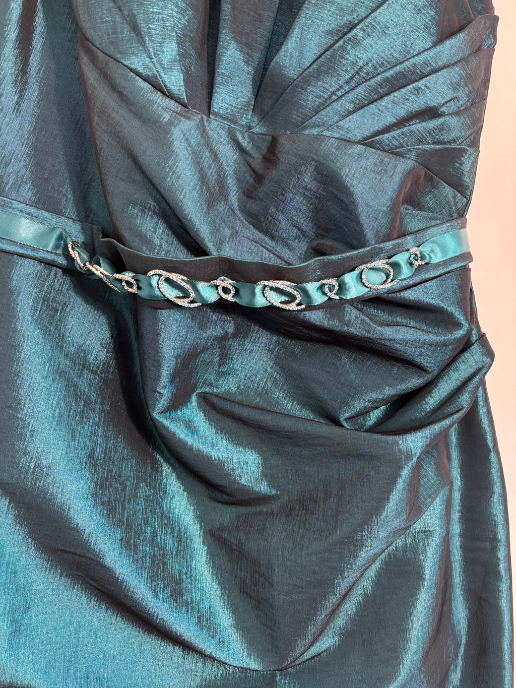 Elegant Ispirato occasion dress in a stunning teal/peacock blue, UK size 10