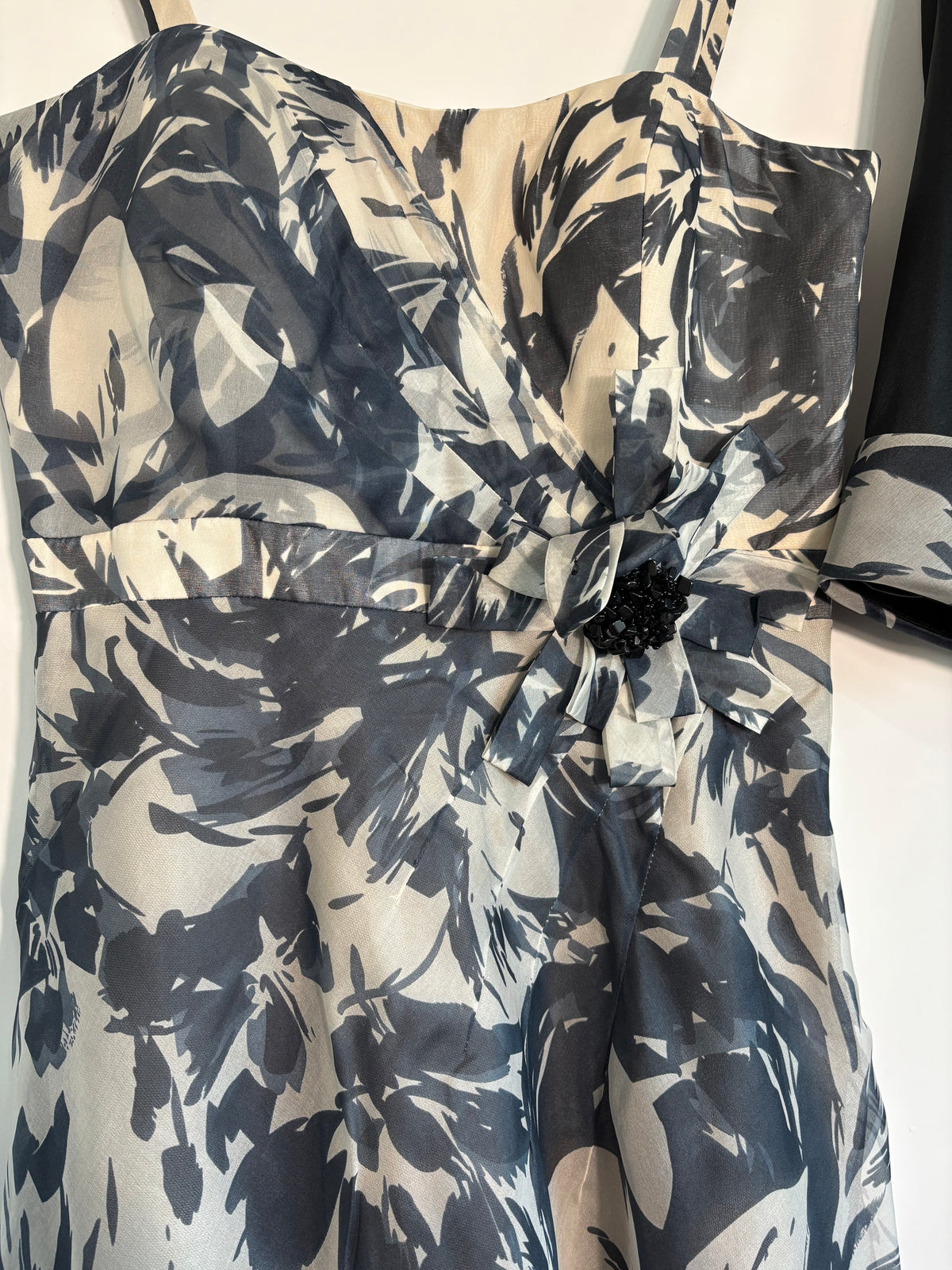 Michel Ambers 100% Silk Dress & Jacket Set UK 10 Floral Occasion BNWT