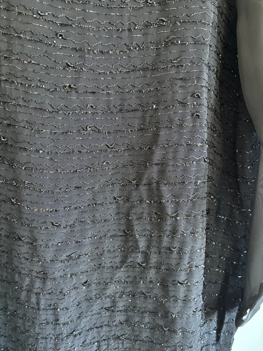 Artigiano Made in Italy Black Textured Sparkle Sheer Sleeve Top UK 14