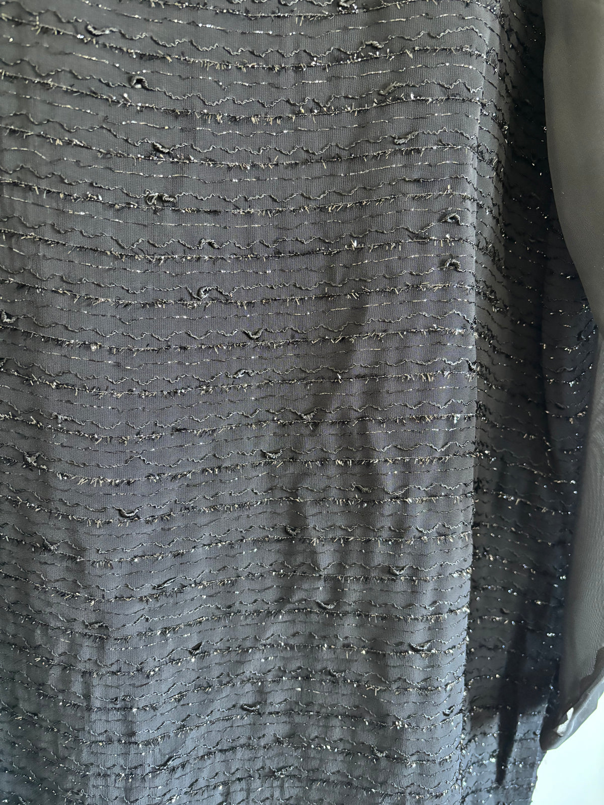 Artigiano Made in Italy Black Textured Sparkle Sheer Sleeve Top UK 14